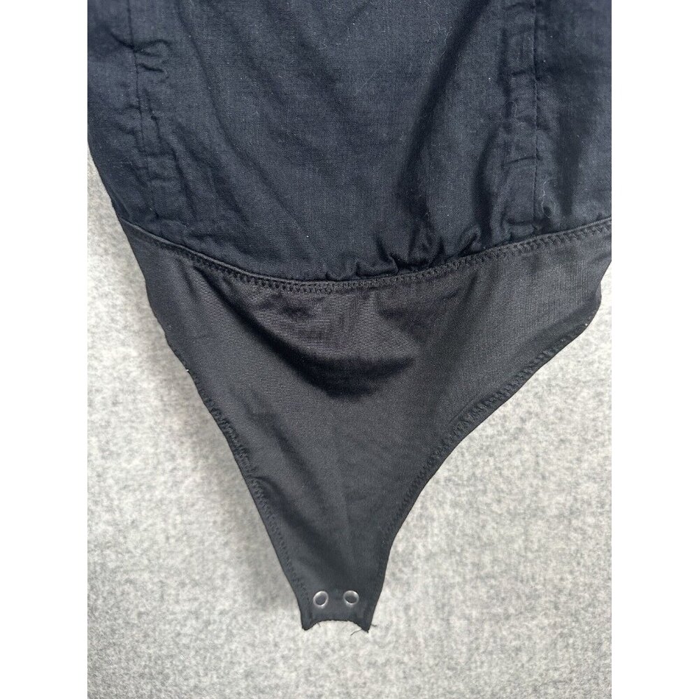 Abercrombie & Fitch XS Bodysuit Black Thong Tank Top Ruched Womens Snap - Picture 14 of 16